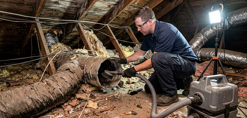 Storm-Damaged Attic Duct Cleaning in Odessa