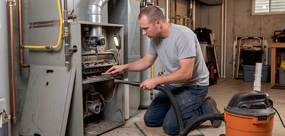 Burner and Heater Compartment Lint Removal in Odessa